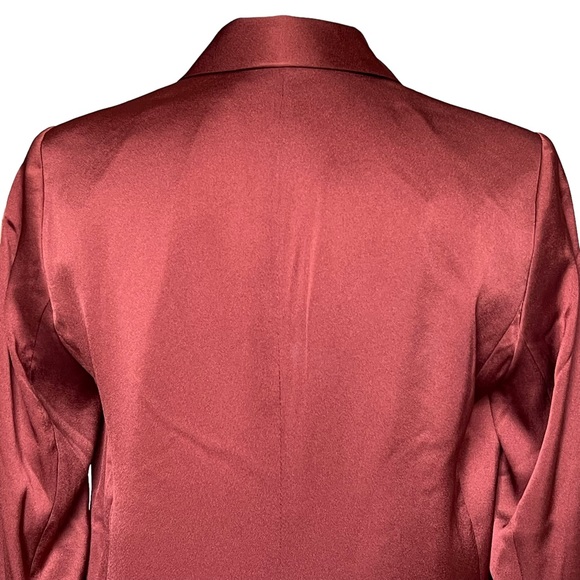 Express Women’s Satin Lightweight Open Front Blazer Size S Burnt Orange Lined - Picture 5 of 8